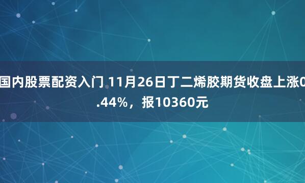 国内股票配资入门 11月26日丁二烯胶期货收盘上涨0.44%,报10360元